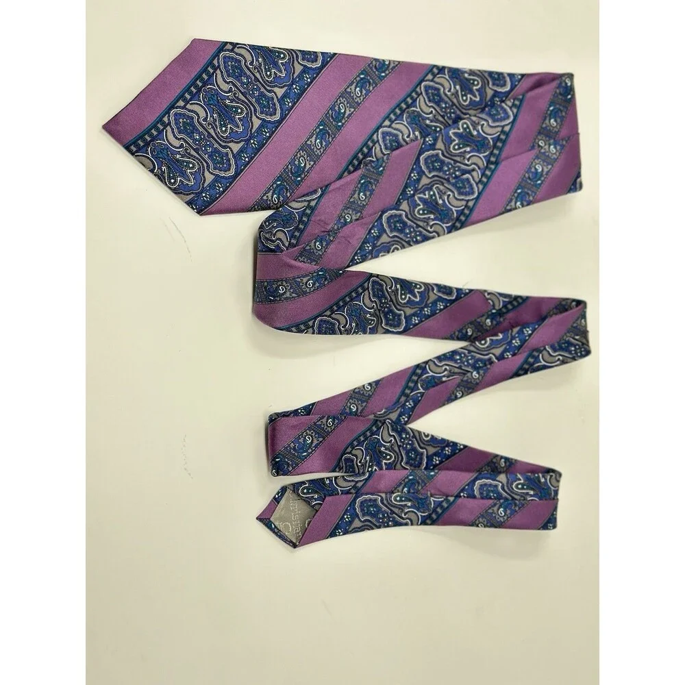 Vintage Christian Dior Monsieur Multi Color Geometric Medallion Silk Tie USA‎